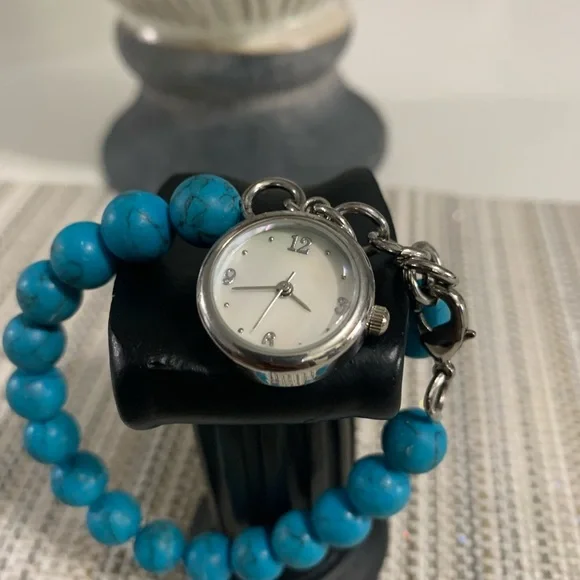 Turquoise beaded bracelet watch.